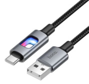 Кабель "Hoco U144 USB-TC" динамический RGB-индикатор нейлоновая оплетка 3.0A длина 1,2м черный