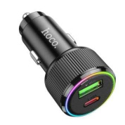 ЗУ-прикуриватель "Hoco NZ14A" USB/Type-C 38W QC 3.0 PD с подсветкой