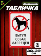 Пластиковая табличка TPS 017 "Выгул запрещен" толщина 3 мм 30*20 см