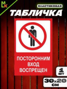 Пластиковая табличка TPS 037 "Посторонним вход воспрещен" толщина 3 мм 30*20 см