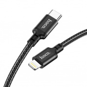 Кабель "Hoco X14TIB" Type-C to iP нейлоновая оплетка 27W длина 1м черный