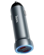 Автомобильное зарядное устройство "Hoco Z54B" PD 60W 2 USB-C удлиненный корпус подсветка