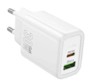 ЗУ сетевое "Hoco N63W" USB-A+USB-C PD30W белый