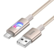 Кабель "Hoco U144 USB-TC" динамический RGB-индикатор нейлоновая оплетка 3.0A длина 1,2м золото