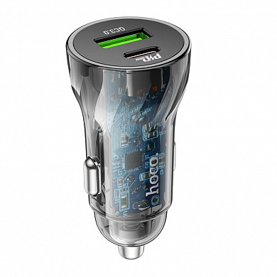 ЗУ-прикуриватель "Hoco Z47A" быстрая зарядка QC3.0 USB 18W, Type-C 30W
