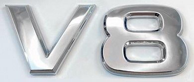 Шильдик автомобильный SHKP V8 №2 S серебрянный пластик