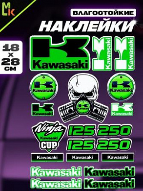 Комплект наклеек PKTZ-243 "Кавасаки 243" светоотражающие 28*18см