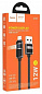 Кабель "Hoco U137IB" USB-iP динамический RGB-индикатор нейлоновая оплетка 12W 2,4A длина 1,2м черный